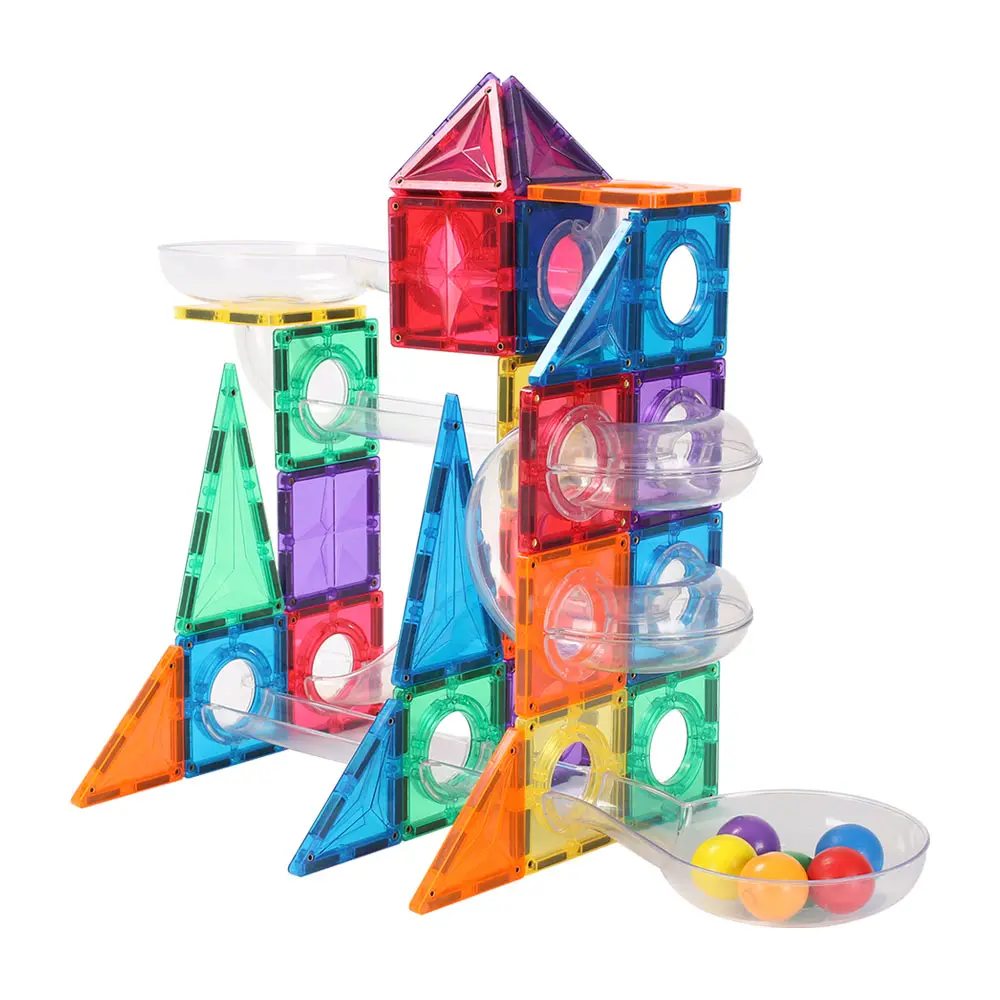 MNTL Educational Marble Run Magnetic Tile Food Grade Abs Plastic 100pcs Magnetic Tiles Toy For Kids