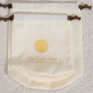 Bolsa de lino de algodón de fondo redondo de promoción para embalaje de vela, bolsa de regalo de algodón de muselina con logotipo de tamaño personalizado - Product Image 3