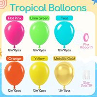 60 ballons en latex de 12 pouces rose vif, vert lime, turquoise, orange, jaune doré pour décorations de fête d'anniversaire sur le thème tropical hawaïen