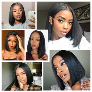Großhandel Short Bob Echthaar Lace Front Perücken für schwarze Frauen Peruanische Jungfrau Haar verlängerungen Perücken Glueless HD Lace Closure Perücke - Product Image 6