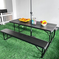 Table et banc de pique-nique pliable, offre spéciale, ensemble, en plastique, avec motif de Grain de bois, Patio, jardin