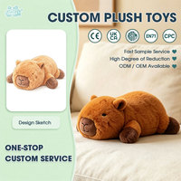 Boneka Kapibara Trendi, Mainan Plush Cokelat Lembut, Boneka Isi Dakron Posisi Berbaring untuk Dekorasi Rumah Modern dan Ide Hadiah Liburan Anak