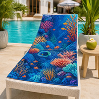 Serviette de plage en coton 100% à impression numérique personnalisée, motif récif corallien, séchage rapide, haute qualité, production rapide