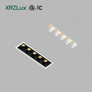 XRZLux sıcak satış gömme aydınlatma LED 5 ışık 12W gömülü dikdörtgen uzun şerit hattı ızgara spot LED tavan lambası