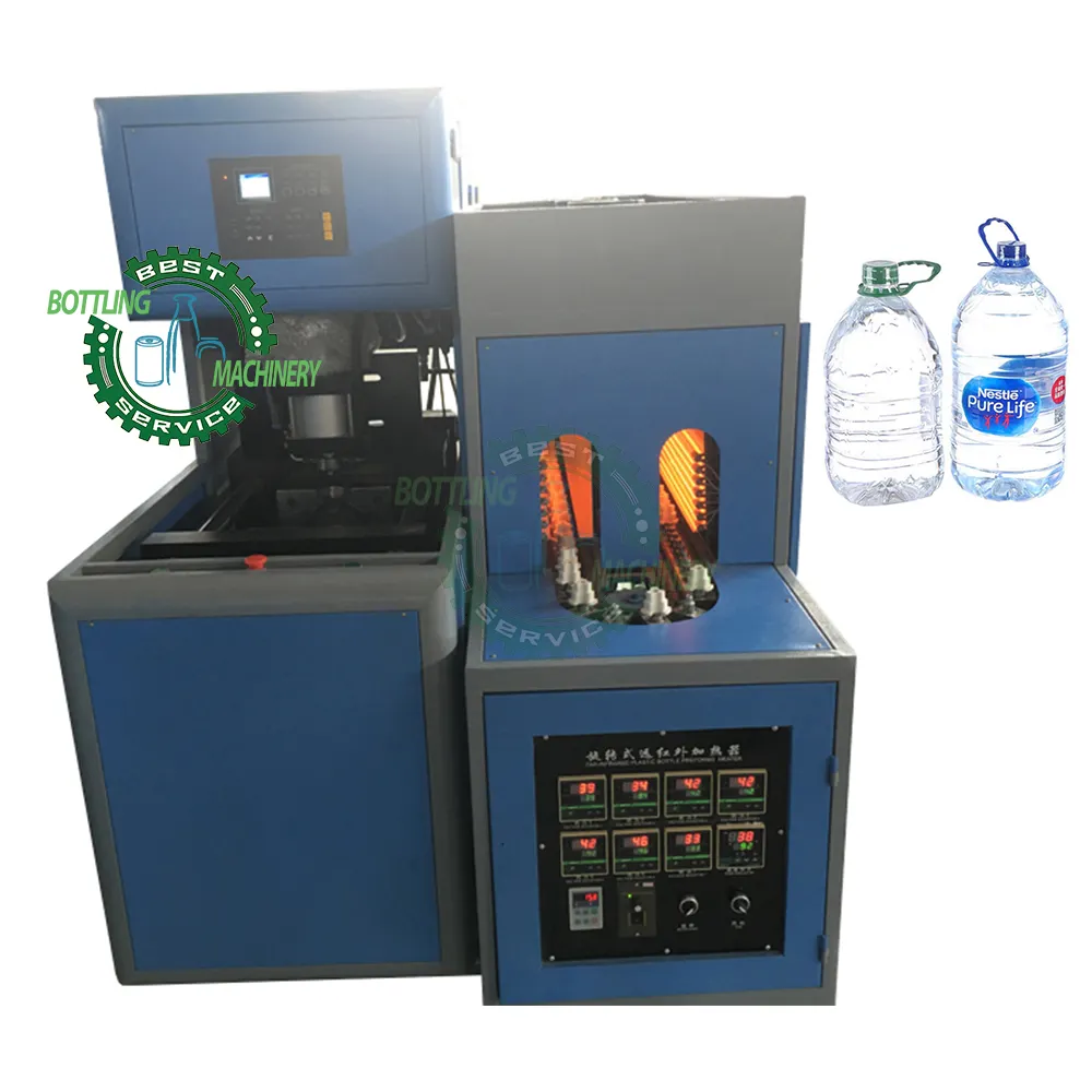 Semi auto 1 cavity 500BPH energy drink pure mineral water PET 3L 4L 5L 6L bottle stretch making maker machine with blow moulds