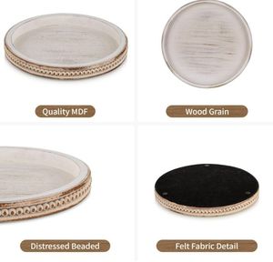 Plateau de service décoratif en bois rustique à <span class=keywords><strong>prix</strong></span> avantageux, plateau rond en bois blanc vieilli, décoration pour table basse - Product Image 6