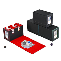 Boîte à cartes de jeu créative à double ouverture, accessoires de jeu de société, porte-cartes de visite en cuir PU magnétique RFID