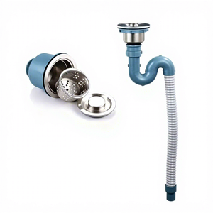 Crépine d'évier de <span class=keywords><strong>cuisine</strong></span> au fini chromé moderne 1 1/2 "en forme de S-Drain léger facile à installer et à nettoyer - Product Image 1