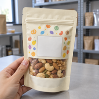 Sachet d'emballage alimentaire pour petites entreprises avec fenêtre, refermable à fermeture éclair, pour noix, snacks, granola, biscuits – Pochette souple à fond plat