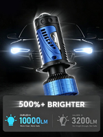 Ampoule de projecteur LED H4 à double lentille en cuivre, faisceau focalisé, phare 100W 8000LM 6000K avec ventilateur de refroidissement pour voiture