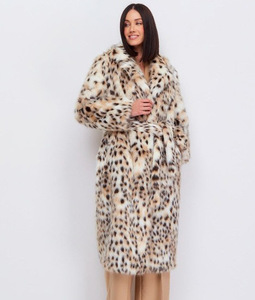 Cappotto invernale Vintage da donna con bottone di pelle di pecora tinto lungo bianco con stampa leopardata <span class=keywords><strong>Trench</strong></span> tessuto intrecciato - Product Image 1