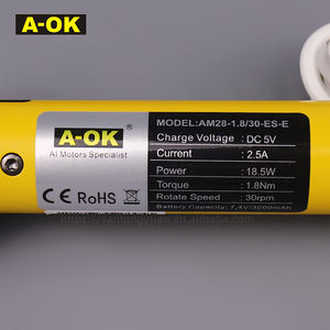 <span class=keywords><strong>Moteur</strong></span> tubulaire rechargeable <span class=keywords><strong>AOK</strong></span> AM28-ES-E 1,8 Nm pour stores et volets roulants motorisés à télécommande, batterie lithium 28 mm - Product Image 3