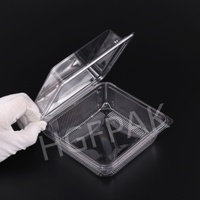 Boîte à hamburger carrée en plastique transparent jetable de 16 oz avec couvercle à charnière, boîte à pâtisserie transparente en RPET PET, conteneur alimentaire à emporter