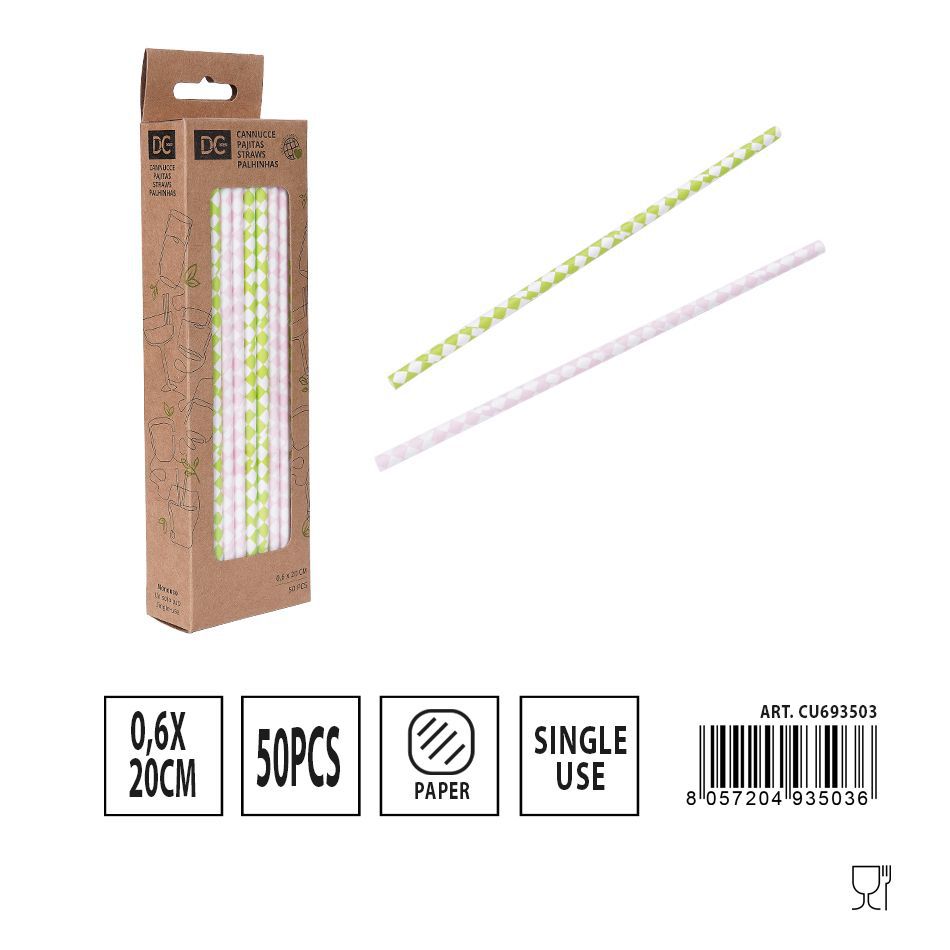 50PCS 0.6X20CM Paper Straws in Shapes Kitchen Accessories for Drinks