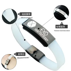 Gelang Noctilucent gelang EXO Bts olahraga gelang neon dengan huruf 50 gelang silikon desain kalung terbaru