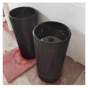 石製独立型洗面台 丸型 洗面ボウル 大理石 農家風 洗面器 自立式 ベッセル ホテル 中庭用 - Product Image 5