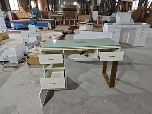 2026 Hot Selling Modern Customizable Salon Manicure Table with Marble Countertop Double Seat Storage Customizable Color & Size - Product Image 4