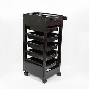 Chariot de rangement portable multi-niveaux en plastique noir pour salon de beauté et <span class=keywords><strong>coiffure</strong></span> - Product Image 4
