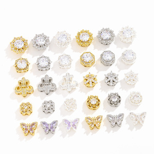 NANTONG Mixed Shape Zircon Spacer Beads Gold Silver Plated <b>Copper</b> DIY Jewelry <b>Bracelet</b> Necklace Findings 14K Plated - Product Image 5