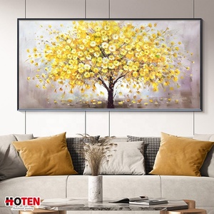 Personnalisable <span class=keywords><strong>grande</strong></span> peinture à l'huile de fleur jaune peinte à la main de style moderne <span class=keywords><strong>sur</strong></span> <span class=keywords><strong>toile</strong></span> pour la décoration d'hôtel et le but suspendu - Product Image 5