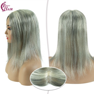 FH all'ingrosso 4x6cm europei Remy Human Hair Topper da <span class=keywords><strong>donna</strong></span> grigio Mono Base Topper <span class=keywords><strong>donna</strong></span> aggiungere Volume <span class=keywords><strong>capelli</strong></span> pezzo di parrucchino - Product Image 3