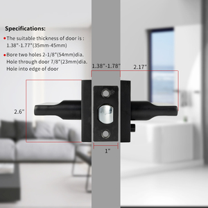 Heavy Duty Privacy Tubular Black Matt Square Black Lever Square Heavy Duty Bathroom <strong>Handle</strong> Door <strong>Lock</strong> - Product Image 2