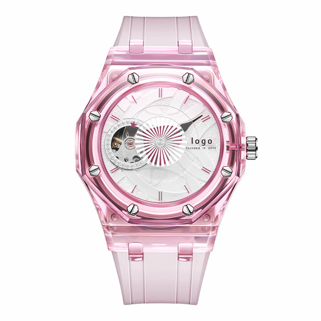Crystal Skeleton Transparent Automatic Mechanical Wrist Watch Double Sided Hollowing Waterproof Luminous Luxury Watch