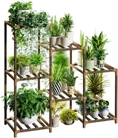 Support de plantes en bambou, étagère intérieure pour plantes en bois pour plusieurs plantes, bambou 3 niveaux 7 support de fleurs en pot pour fenêtre jardin