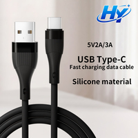 Câble de charge rapide USB-A vers Type-C durable, en silicone souple et flexible, anti-casse, pour téléphone Android