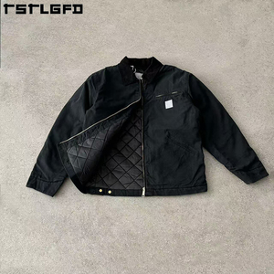 Custom <b>Linen</b> Unisex Winter Wash Canvas Work <b>Jacket</b> Lined Vintage Worker Zipper Carpenter Stand Front Waterproof Breathable <b>Men</b> - Product Image 6