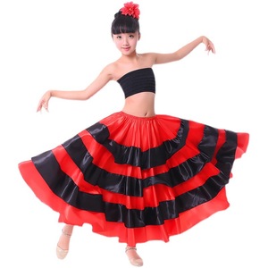 Disfraz de actuación infantil para el 1 de junio, capa de baile de torero para niña, falda tutú de poliéster sin mangas para baile latino con gran vuelo - Product Image 5