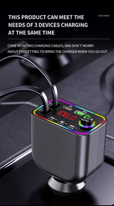 Chargeur de voiture double USB 15W avec transmetteur <span class=keywords><strong>FM</strong></span> et lumière d'ambiance colorée, charge rapide Type C, lecteur de musique MP3 pour tous les téléphones et camions - Product Image 6