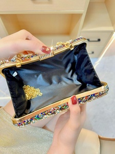Bolso de mano con diamantes de imitación 2026, cartera pequeña brillante de diseñador, bolso de noche con cristales, bolsos de hombro cruzados elegantes con cadena para mujer - Product Image 6