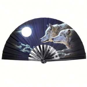 Éventail pliant personnalisé avec photo, grands éventails portatifs en bambou pour mariage, danse, salon, cosplay, fête - Product Image 2