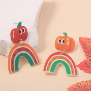 Semi-Managed New Eco-Friendly Acrylic <b>Earrings</b>, European and American Style Thanksgiving Pumpkin Pie <b>Earrings</b> for Wholesale - Product Image 2