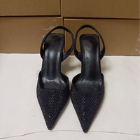 Sandales à talons hauts pour femmes, collection été 2026, à talon fin, ornées de strass, en maille brillante, style mode, à talon ouvert et à bout peu profond