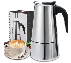 Stainless Steel Coffee Pot Manual Coffee Percolator Moka Italian Coffee 12 OZ Stovetop Camping Espresso Maker Moka Pot