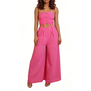 Women's Fashion <b>Sexy</b> Stretch Halter Top Vest Wide-Leg Pants Fashion 2-Piece <b>Set</b> Fashion - Product Image 1