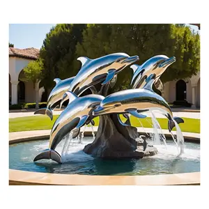 Новый продукт бассейн Декор Большой нержавеющей стали фонтан скульптура Дельфин статуи для продажи