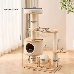 Tiragraffi per Gatti in Legno Massello con Cuccia Integrata e Funzionalità Antigraffio e Anti-perdita di Pelo - Product Image 4