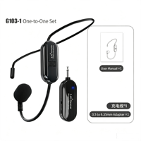 Microphone-casque sans fil 2,4 GHz supercardioïde avec batterie intégrée pour enseignant, guide touristique, amplificateur Little Bee un-vers-deux