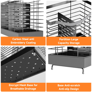 Support de rangement pour ustensiles de cuisine en acier inoxydable, panier suspendu pour baguettes, couverts et cuillères, organisateur pour évier et comptoir - Product Image 2