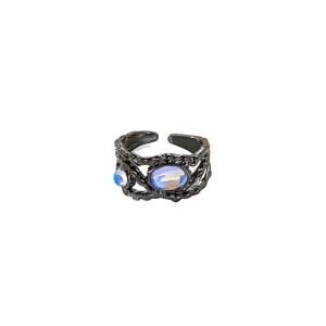 Anillo de piedra lunar azul real de aleación de zinc con diseño geométrico para mujer, joyería de fiesta - Product Image 5