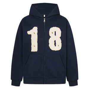 ผู้ผลิตจำหน่ายเสื้อฮู้ดดี้ผ้าฝ้ายแฟชั่นผู้ชายแบบสั่งทำ - รุ่นยอดนิยมใหม่ล่าสุด สไตล์คลาสสิก ทรงหลวม มีซิป สีพื้น สำหรับฤดูใบไม้ร่วง - Product Image 1