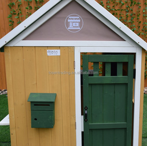 Casa de Juegos de Madera Resistente para Niños, Tienda de Juego para Exteriores con Estación de Servicio, Buzón y Chimenea Decorativa - Product Image 6