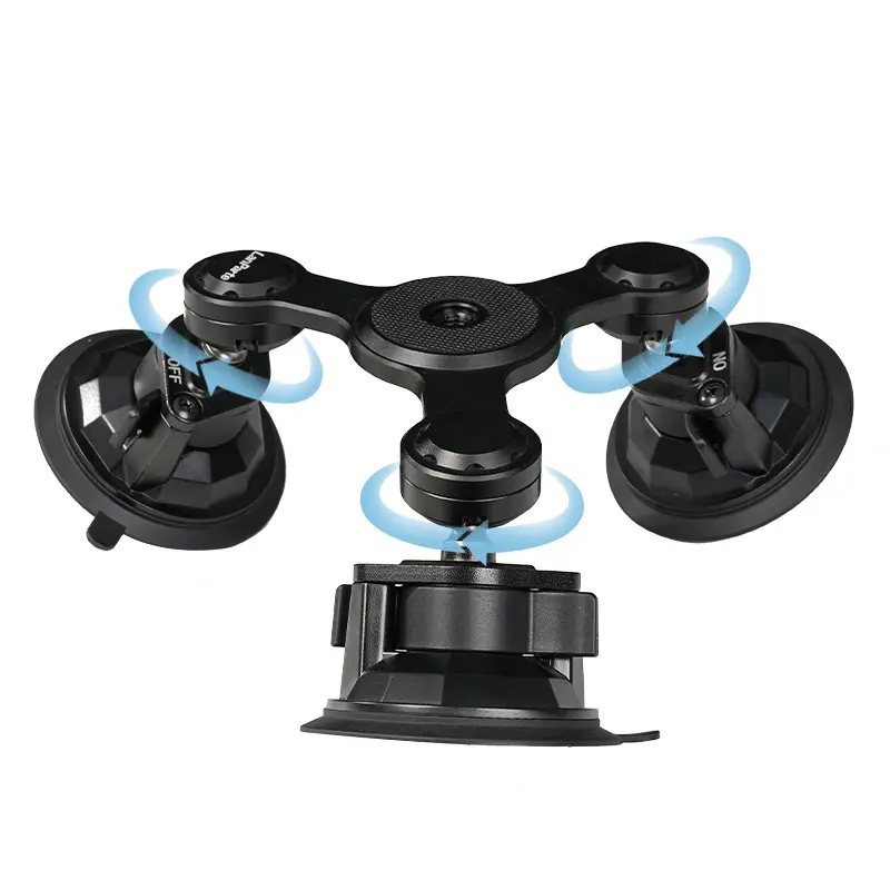 Triple ventouse support 360 degrés réglable Triangle Design Base avec support de caméras de voiture à forte aspiration pour GoPro 11 10