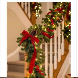 E-Magic Prix d'usine Nœuds en velours rouge bordeaux personnalisés avec attaches torsadées transparentes Nœud en ruban de velours pour la décoration de l'<span class=keywords><strong>arbre</strong></span> de Noël - Product Image 6