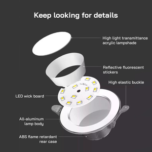 Đèn downlight âm trần tròn, điều chỉnh độ sáng, nhiều màu sắc, chất liệu nhôm, thiết kế tùy chỉnh nội thất, 6W, 2.5 inch, đèn <span class=keywords><strong>LED</strong></span> - Product Image 5