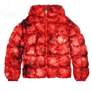 YuFan ODM New Design Red Folds Winter Puffer Bubble Coats Customized Men's Down Jackets Street Style Windproof Clothes