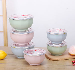 ชามสแตนเลสสองชั้น SYH690 แบบหนา สำหรับใช้ในครัวเรือน ภาชนะใส่อาหารสำหรับครัว ทานข้าว ผลไม้ อาหารหลากสี - Product Image 6